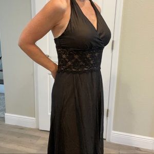 Black lace halter dress